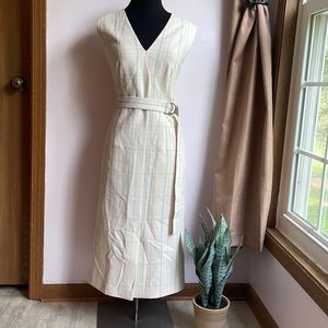 Hugo Boss plaid cream dress